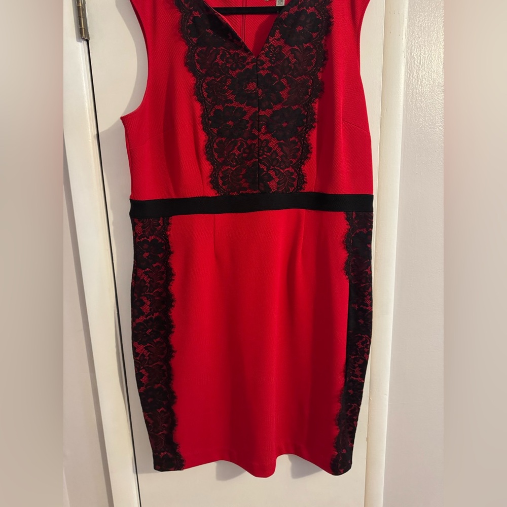 Danny & Nicole Red Dress with Black Lace